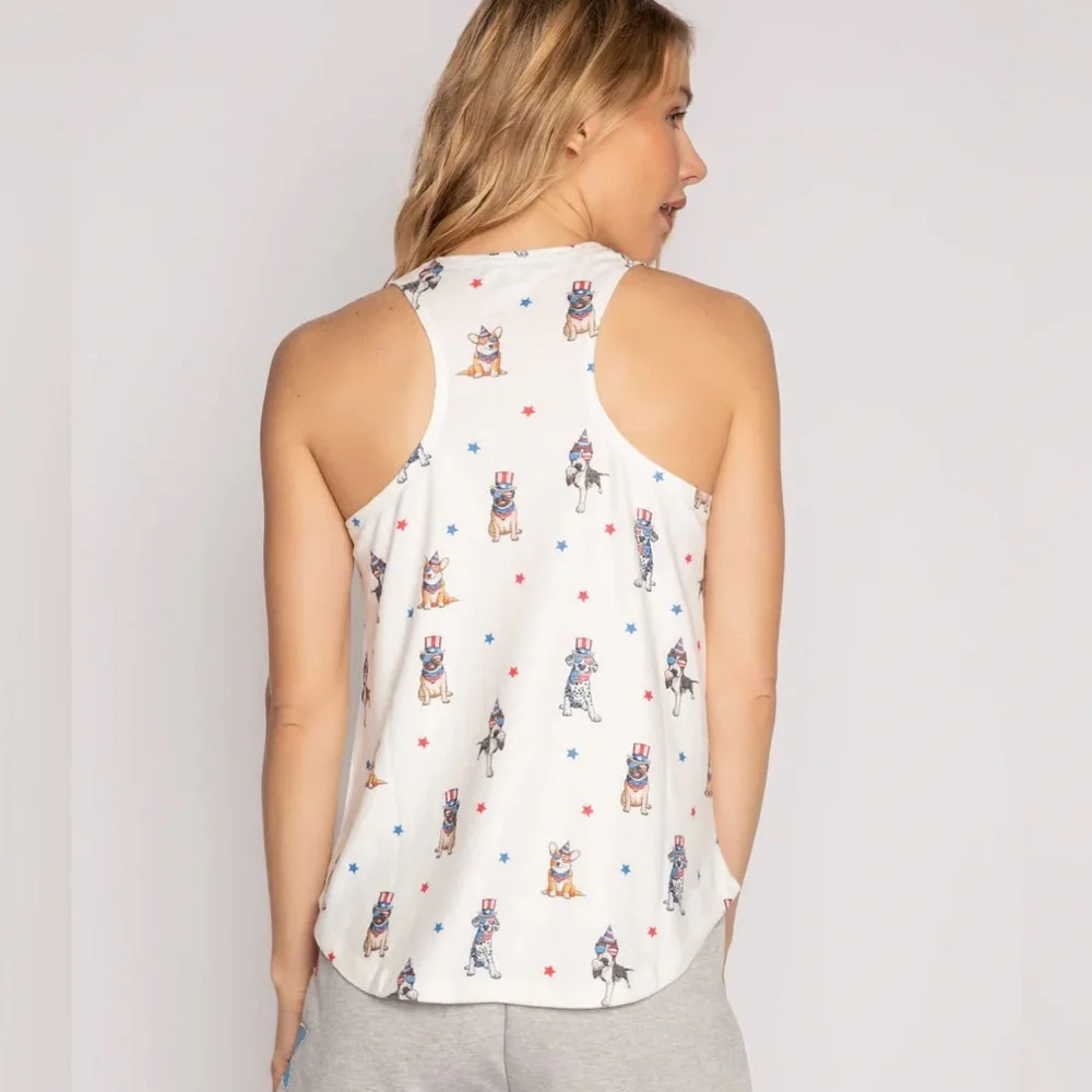 ♥️ PJSalvage star spangled dogs tank NWT - Picture 2 of 2